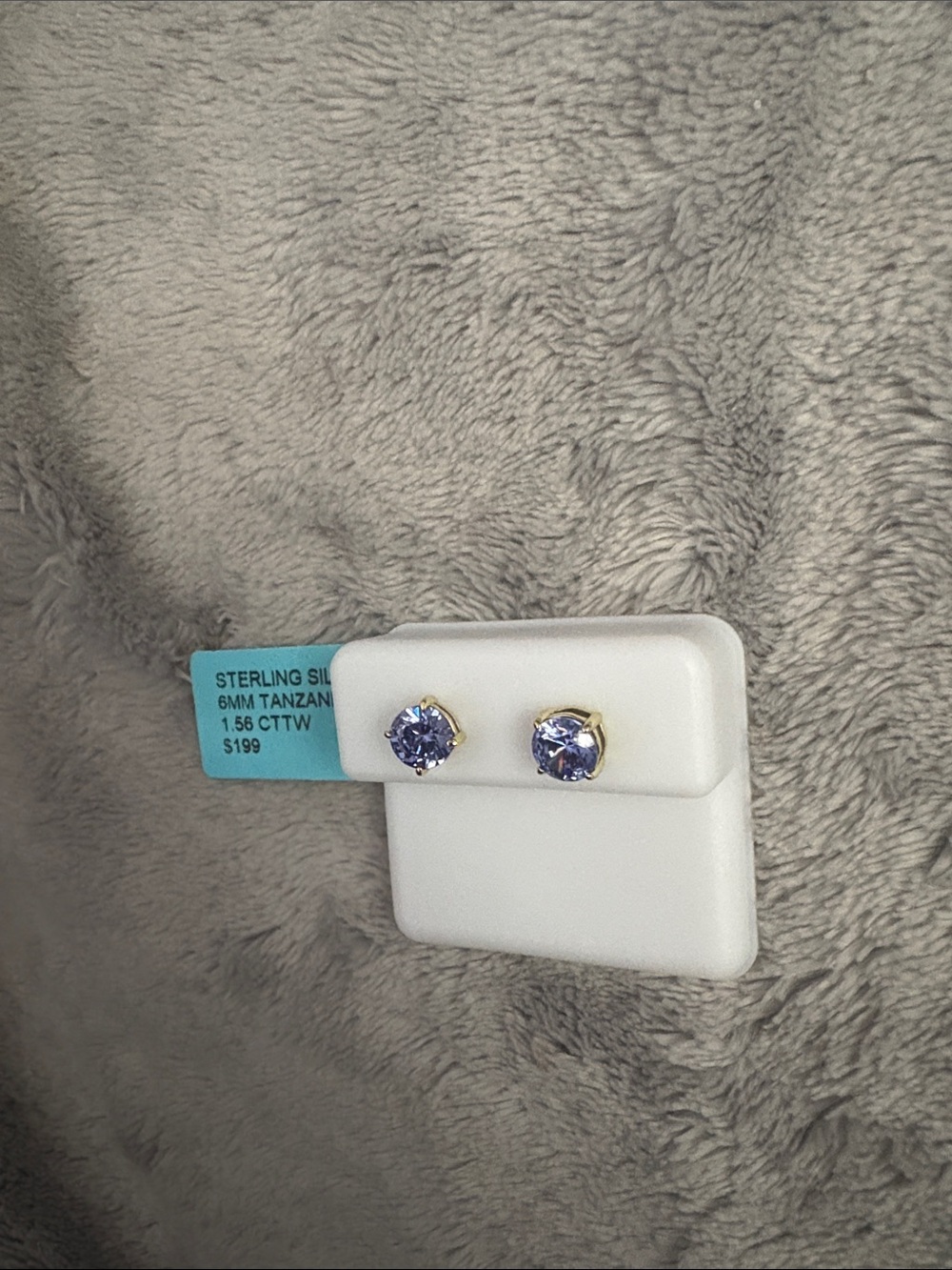 Sterling Silver Tanzanite-Color Stud Earrings - Purple
